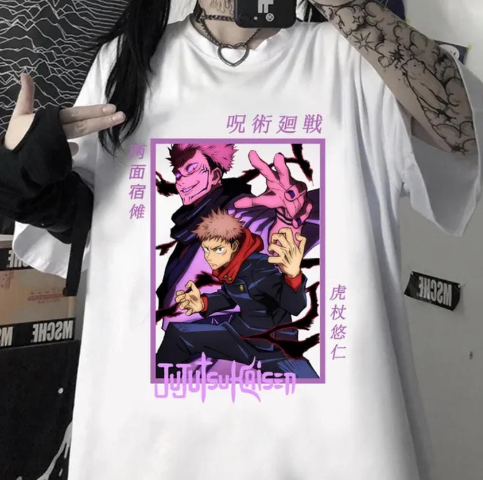 Anime Jujutsu Kaisen Beyaz Unisex T-Shirt