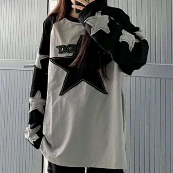 Siyah Raglan Kollu WLNEXT Star Uzun Kollu İnce Sweatshirt