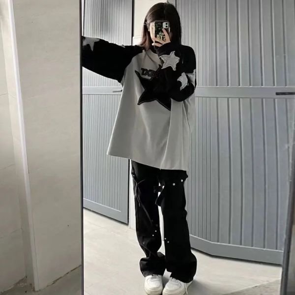 Siyah Raglan Kollu WLNEXT Star Uzun Kollu İnce Sweatshirt