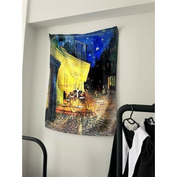 Cafe Terrace at Night - Vincent Van Gogh Duvar Örtüsü - Wall Tapestry I 70 x 100 cm
