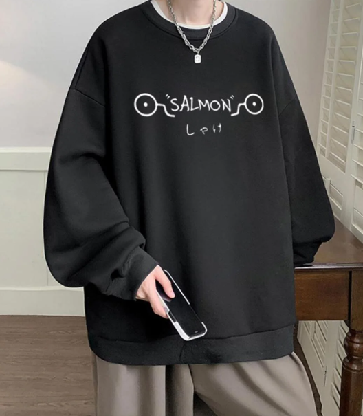 ujutsu Kaisen Toge Inumaki Baskılı Siyah Unisex Oversize Bisiklet Yaka Sweatshirt