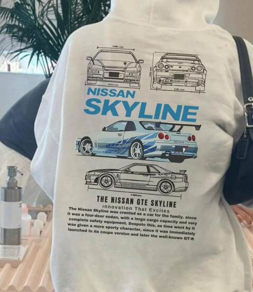 Unisex Nissan Skyline Sweatshirt Beyaz
