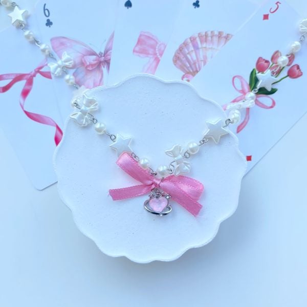 Ribbon Heart Kolye