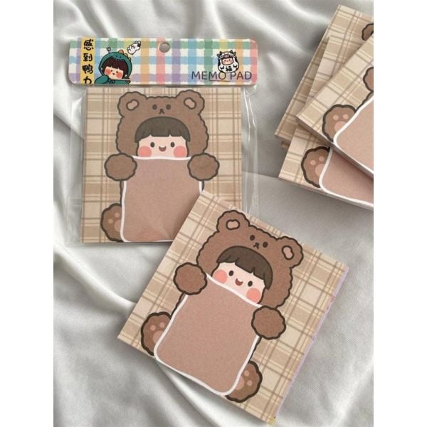 Bear Girl Memo Pad Kare Not Defteri