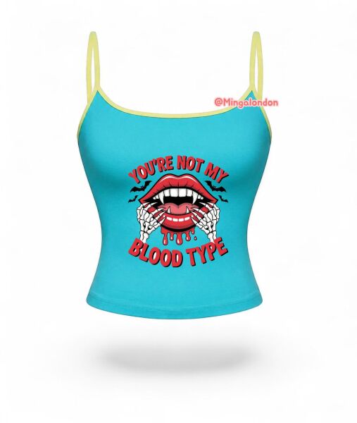 Mavi You're Not My Blood Type Baskı Askılı Crop