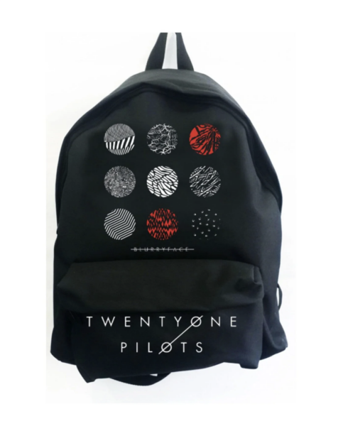 Siyah Twentyone Pilots baskılı suluklu okul sırt çantası