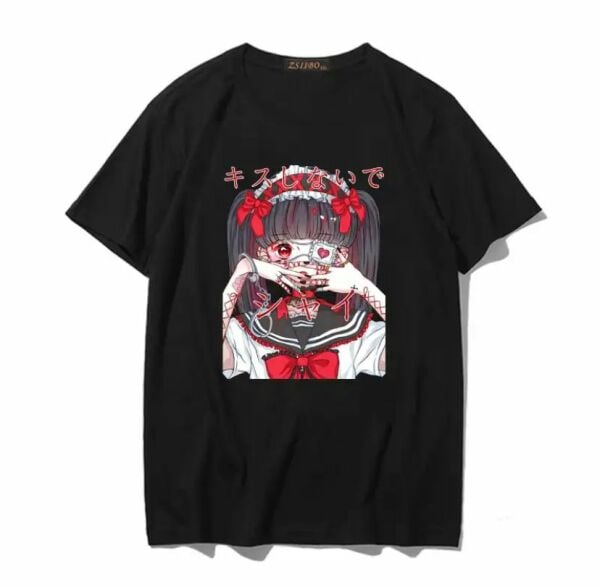 Anime Girl Loli Goth Siyah T-Shirt