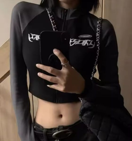 Siyah Bofy Uzun kollu Crop