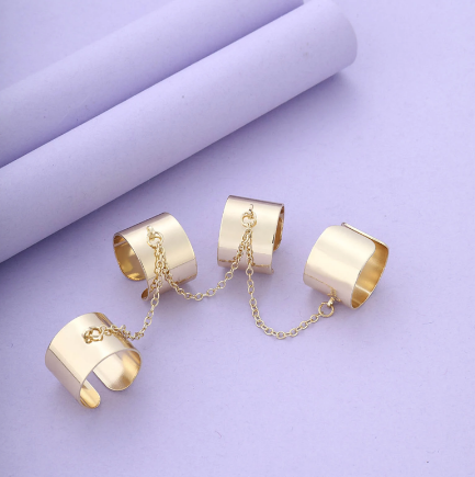Four Finger Chain Gold Ayarlanabilir Yüzük