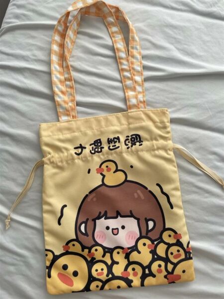 Duck Girl Sarı Büzgülü Bez Çanta