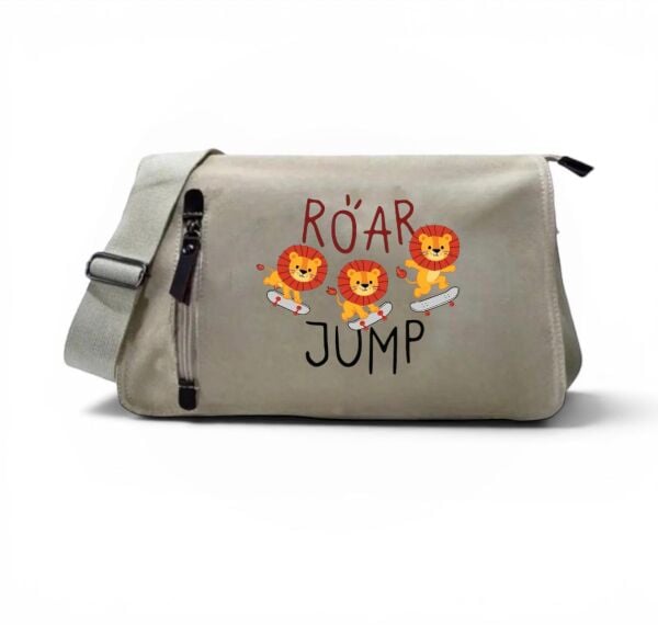 Bej Roar Jump Baskılı Postacı Çanta