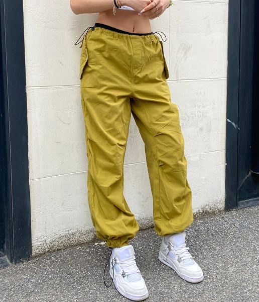 Hardal Sarısı Tactical Baggy Bol Kalıp Lastikli Pantolon