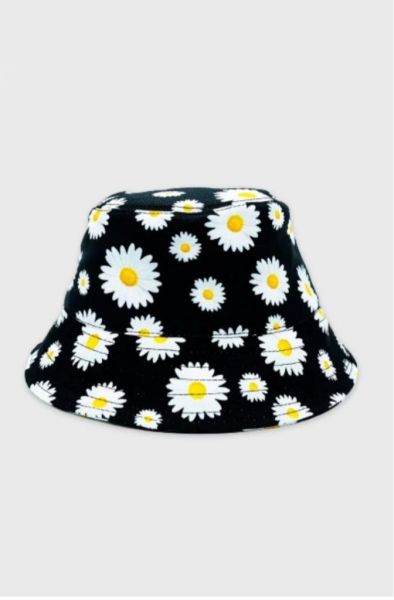 Yeni Siyah Papatya Desen Balıkçı Şapka Bucket Hat