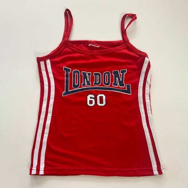 Kırmızı Retro London Jersey Askılı Kadın T-Shirt