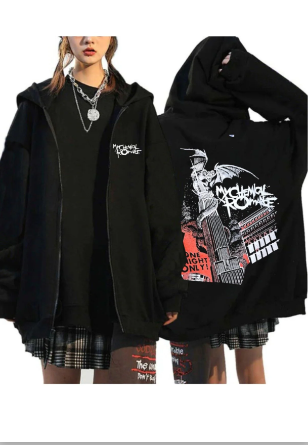 My chemical romance Baskılı Unisex Oversize Kapşonlu Hırka