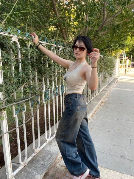 Y2k Lacivert Eskitme Bdg Jean