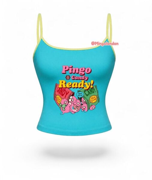 Mavi Pingo Candy Ready Baskı Askılı Crop