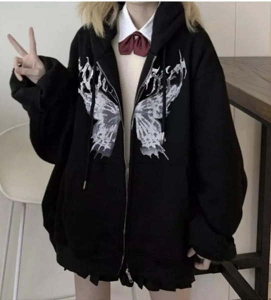 Siyah Butterfly Logo UNİSEX Kapüşonlu Sweatshirt