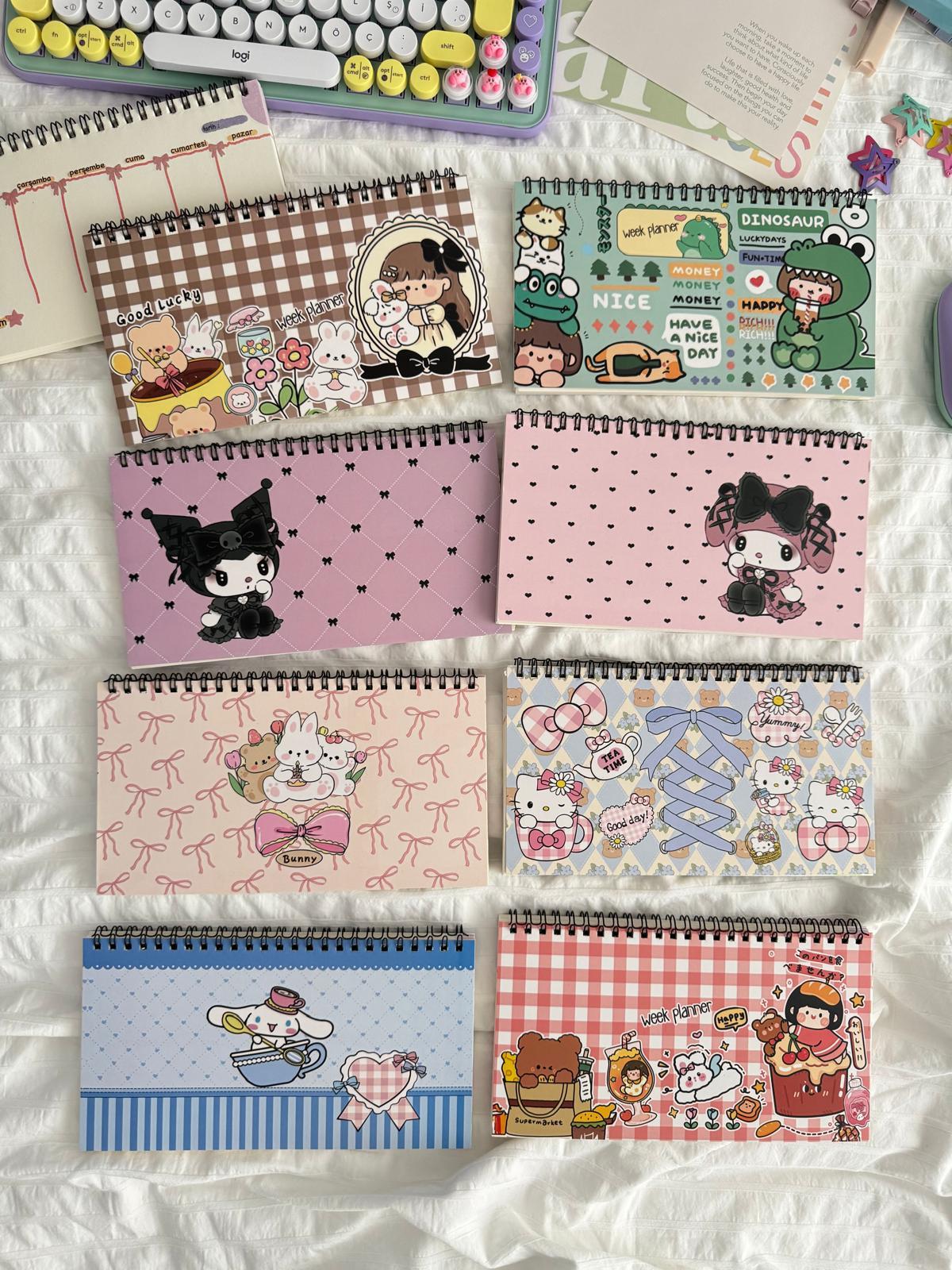 Ribbon Bunny Kawaii Tasarımlı Klavye Önü Haftalık Planlayıcı