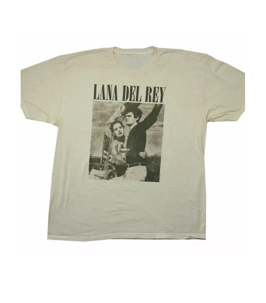 Beyaz Lana del rey baskılı oversize tişört