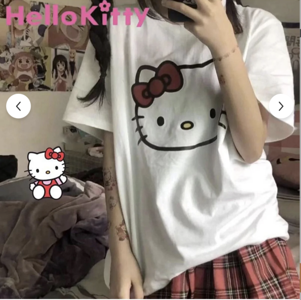 Beyaz Hello kitty Head Baskılı Oversize T-shirt(Kopya)