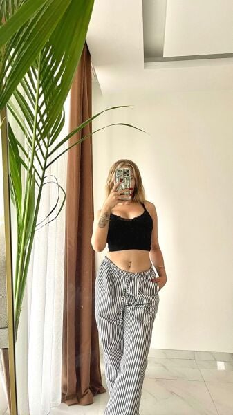 Koyu Gri Çizgili Pinterest Eşofman Altı