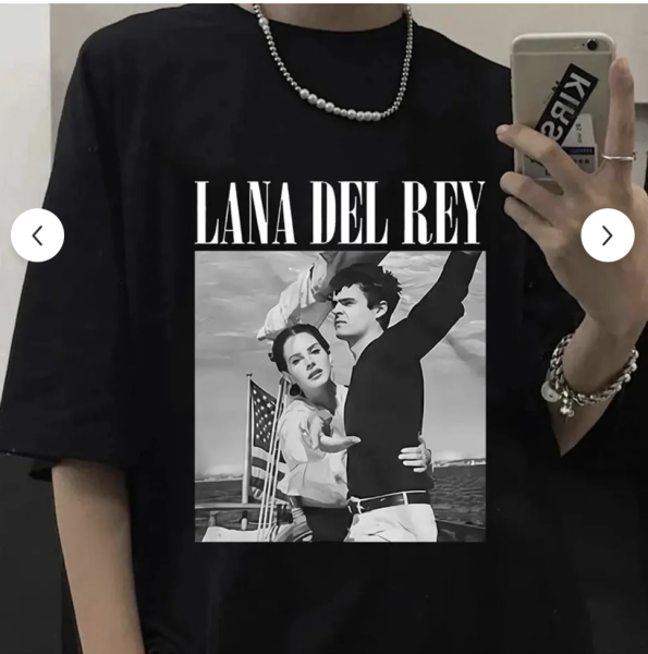Siyah Lana Del Rey  baskılı oversize tişört