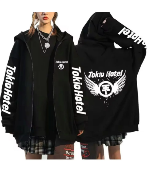 Tokio Hotel Fermuarlı Kapüşonlu Hırka