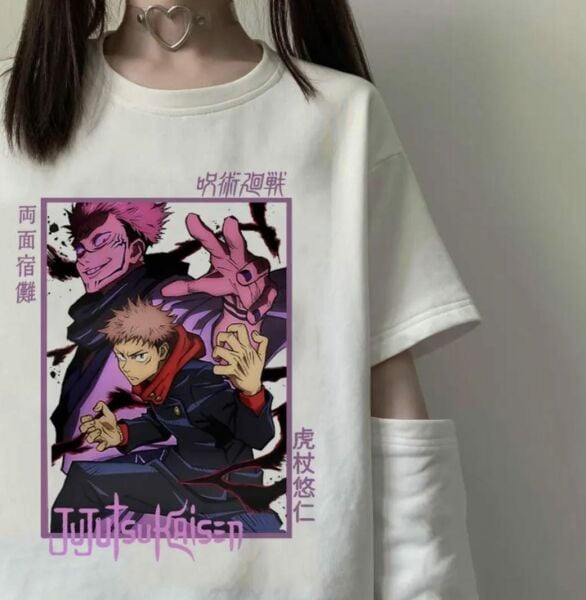 Anime Jujutsu Kaisen Beyaz Unisex T-Shirt