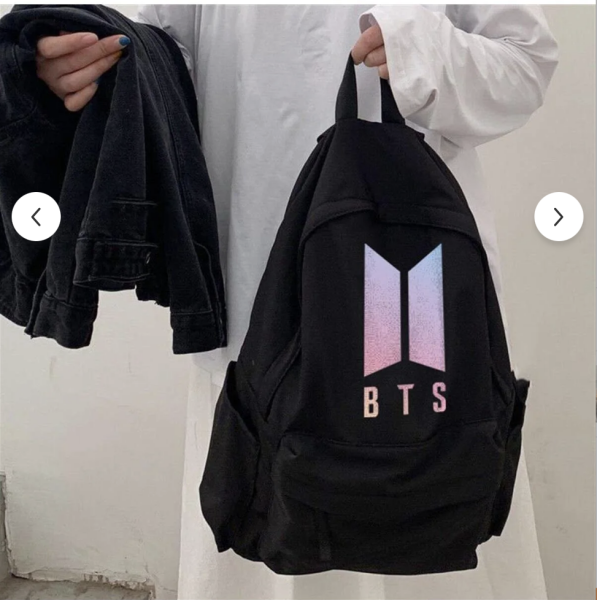 Siyah BTS logo baskılı sırt çantası
