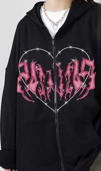 Touz Harajuku Pink Heart with Black Spikes Hırka