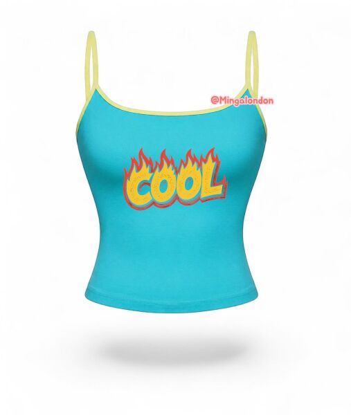 Mavi Cool Baskı Askılı Crop