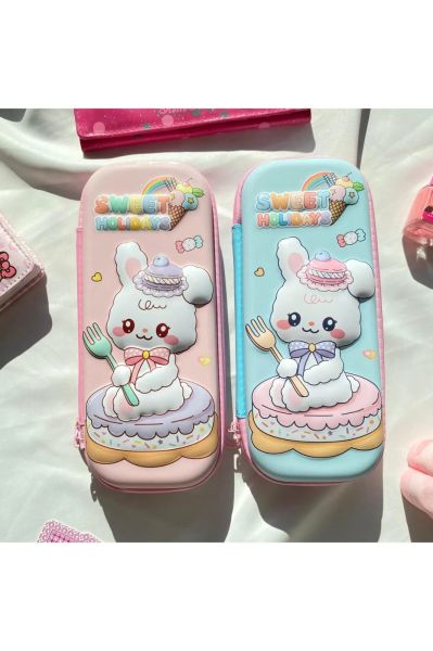 Pembe Tavşan Sweet Holidays 3D Kabartma Kalemlik