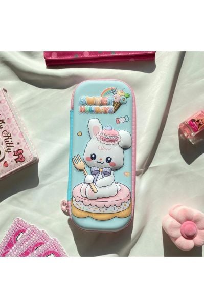 Mavi Tavşan Sweet Holidays 3D Kabartma Kalemlik