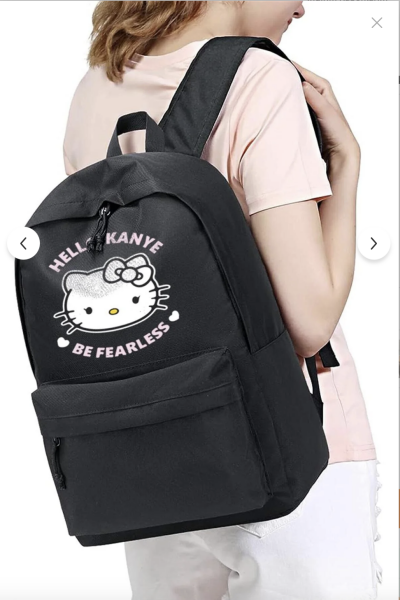 Siyah Hello Kanye  baskılı sırt çantası