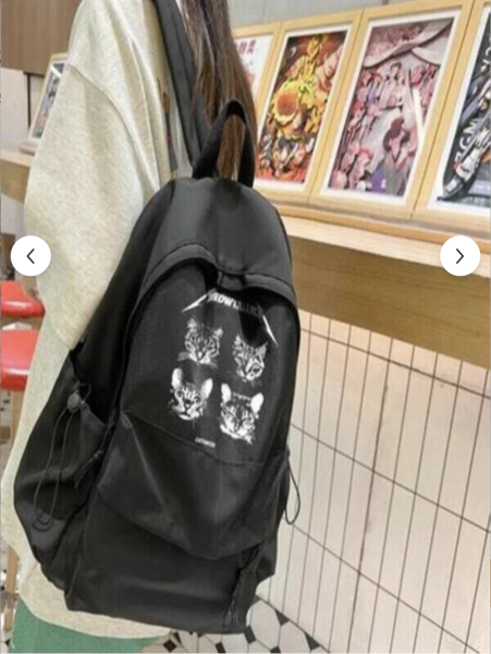 Siyah Metallica Kedi baskılı sırt çantası