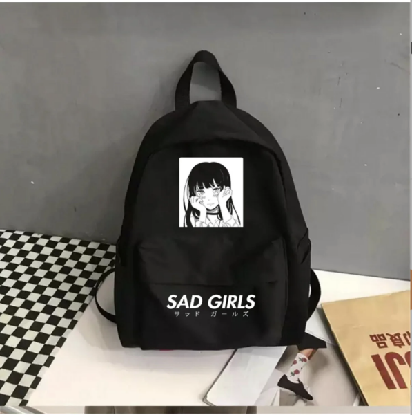 Siyah Sad Girls baskılı sırt çantası(Kopya)(Kopya)