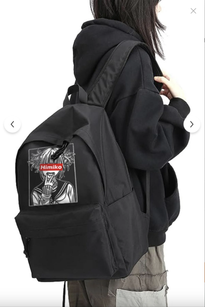 Siyah Anime himiko  baskılı sırt çantası