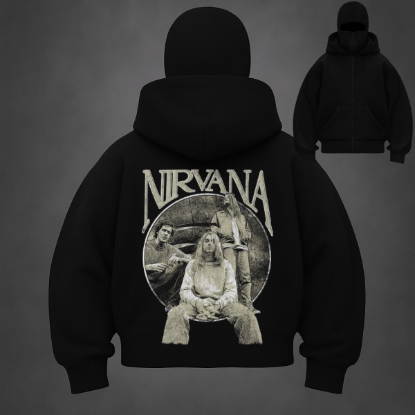 Kar Maskeli Nirvana Unisex Sweatshirt Hırka - Kapşonlu