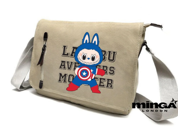 Bej Captain America Labubu Postacı Çantası
