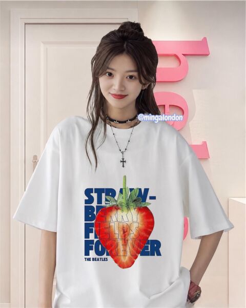 Strawberyy Fıelds Forever Baskılı Beyaz T-Shirt