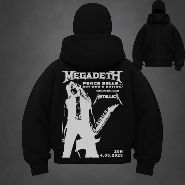 Kar Maskeli Megadeth Unisex Sweatshirt Hırka - Kapşonlu