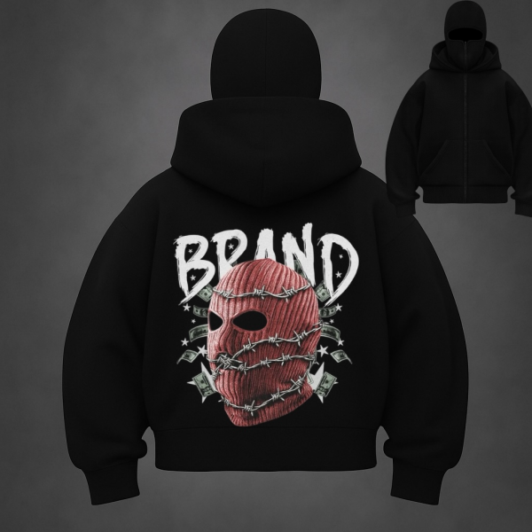 Kar Maskeli Brand Unisex Sweatshirt Hırka - Kapşonlu