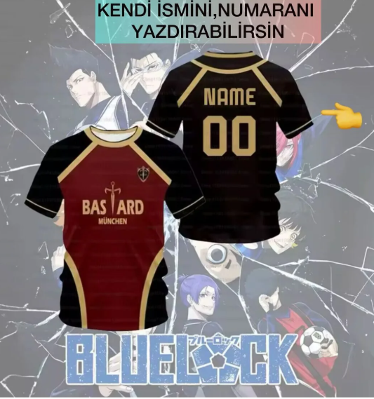 Anime Blue Lock Kişiye Özel İsim Yazdırılabilir Oversize T-shirt Forma