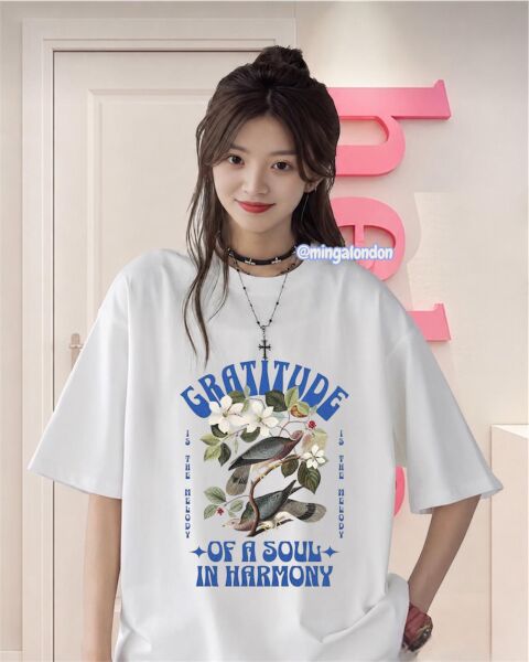 Gratıtude Of A Soul In Harmony Baskılı Beyaz T-Shirt