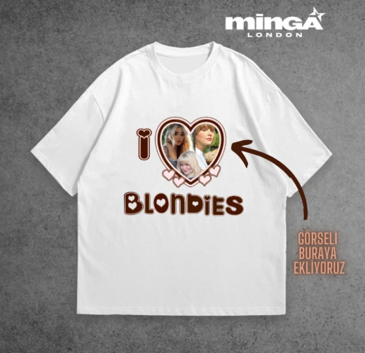 Beyaz Kişiye Özel I Love Blondies Oversize Tshirt