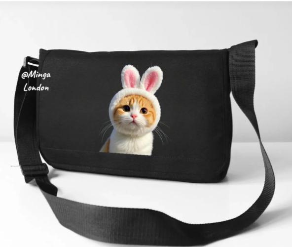 Siyah Rabbit Cat Postacı Çantası