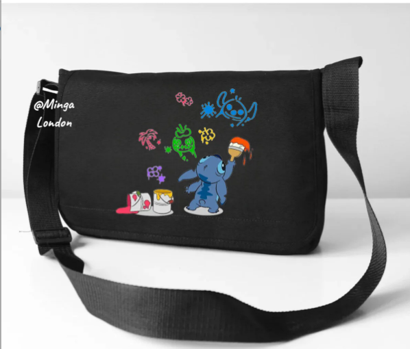 Siyah Stitch Painting Postacı Çantası