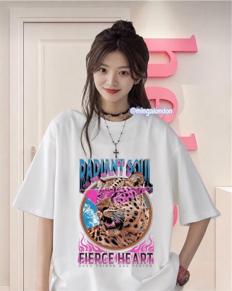 Radiant Soul Fierce Heart Baskılı Beyaz T-Shirt