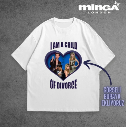 Beyaz Kişiye Özel Tasarlanan Kalp Fotoğraflı Yazılı Oversize Tshirt